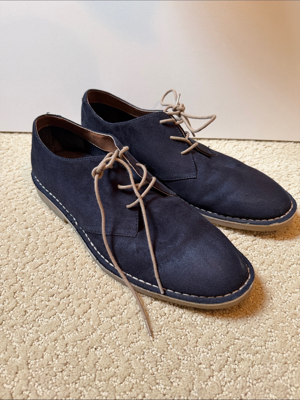 H&M Navy Suede Chukka Boots with Tan Laces